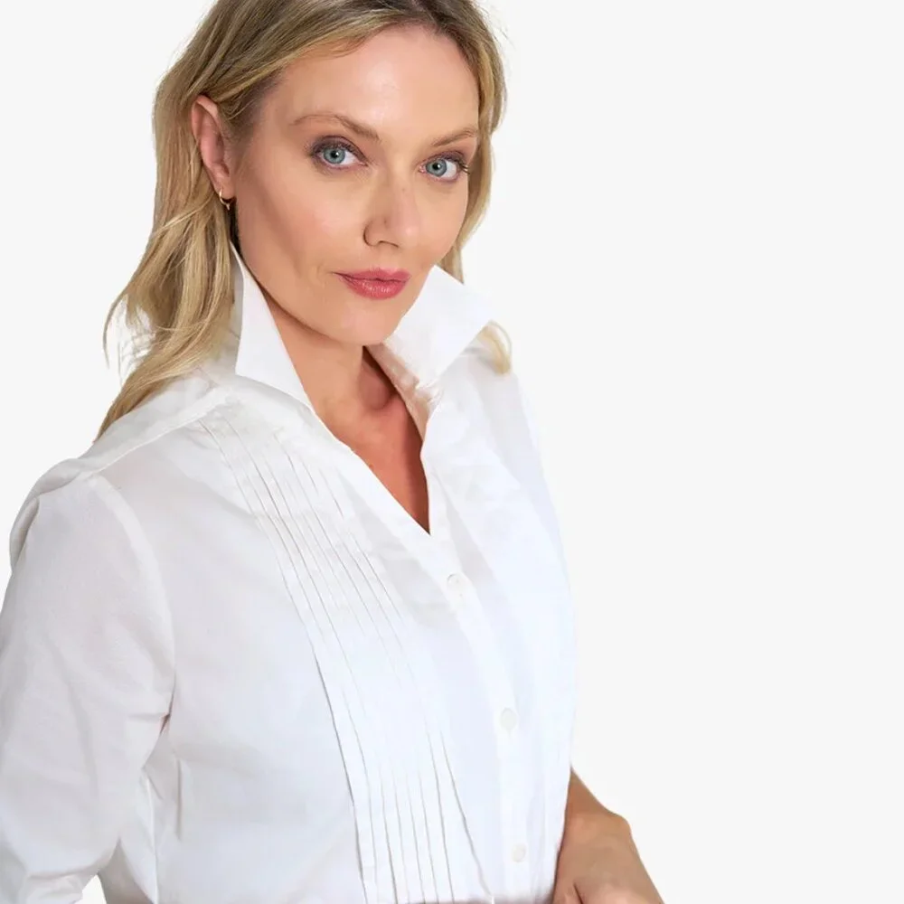 NEW STELLA CARAKASI Pintuck Tunic Soft White Women's XS